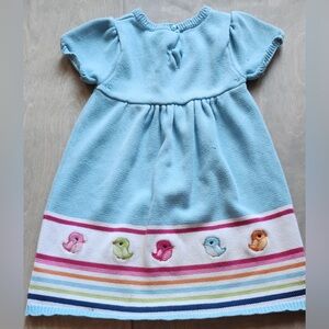 Gymboree Blue Pink Knit Dress with Flutter Sleeves (2011)